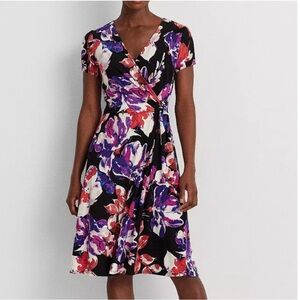 Ralph Lauren NWT Black and Purple Floral Dress AS SEEN ON ABBOTT ELEMENTARY